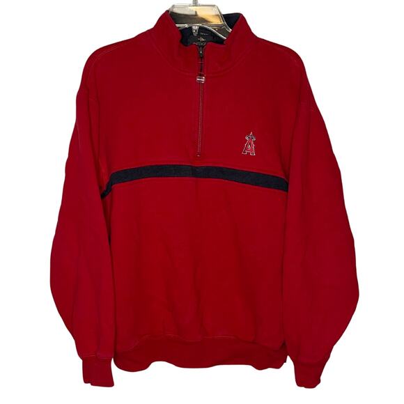 MLB Los Angeles Angels Antigua Quarter Zip Pullover Sweatshirt Red Size Medium - Picture 1 of 4